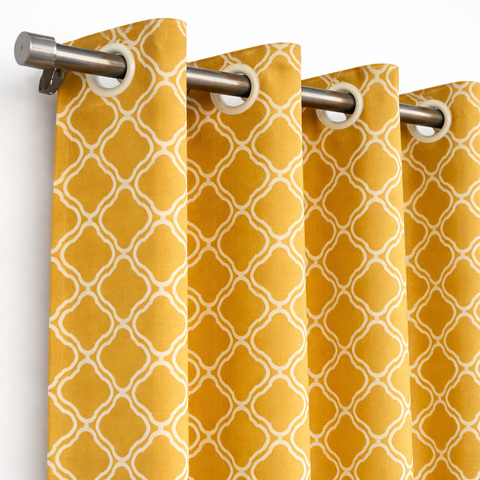 Trellis Yellow Cotton Curtain