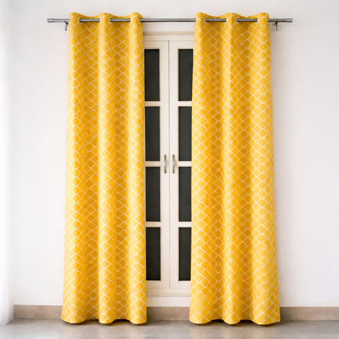Trellis Yellow Cotton Curtain