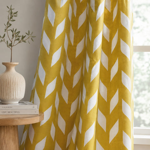 Mustard Diamond  Cotton Curtain