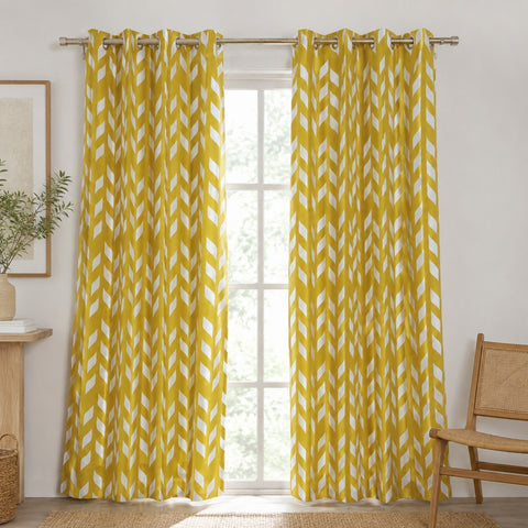 Mustard Diamond  Cotton Curtain
