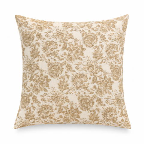 Beige Floral  16'' Cushion Cover