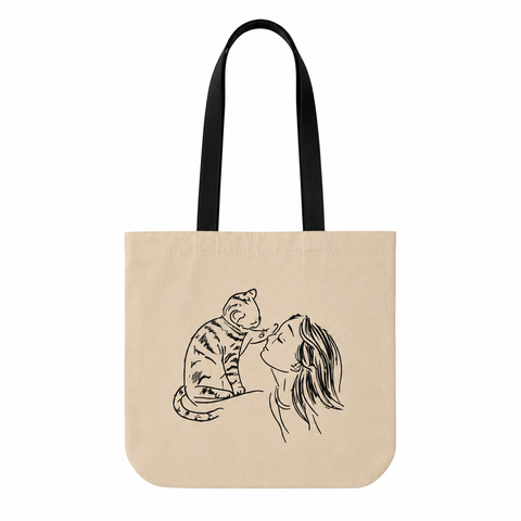 Girl and Cat Tote Bag