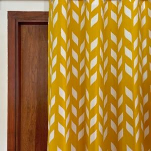 MUSTARD YELLOW LEAF CHEVRON CURTAIN - Image 2