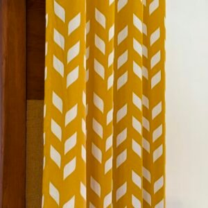 MUSTARD YELLOW LEAF CHEVRON CURTAIN - Image 3