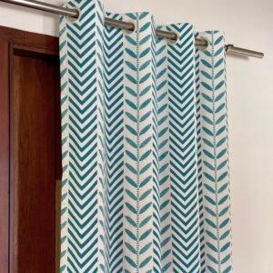 LIGHT TEAL LEAF LINE CURTAIN - Image 2