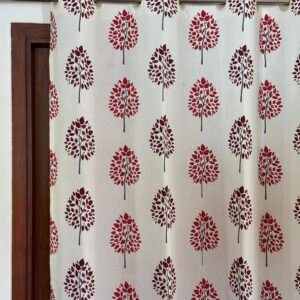 CRIMSON & MAROON LEAF BLOCK CURTAIN - Image 2