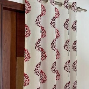 CRIMSON & MAROON LEAF BLOCK CURTAIN - Image 3
