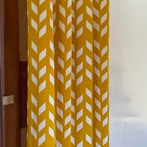 MUSTARD YELLOW LEAF CHEVRON CURTAIN - Image 1