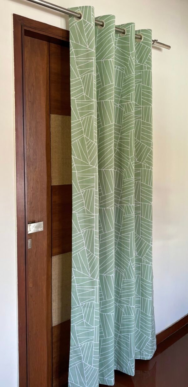 SAGE GREEN LINE CURTAIN - Image 2