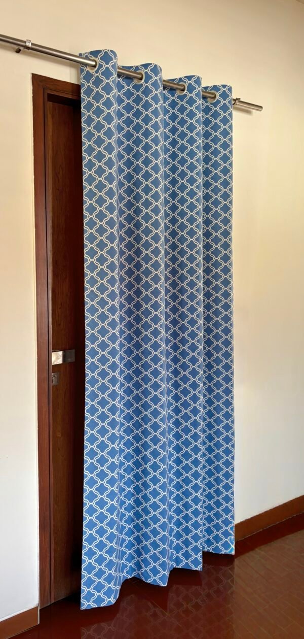BLUE TRELLIS CURTAIN