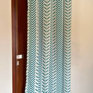 LIGHT TEAL LEAF LINE CURTAIN