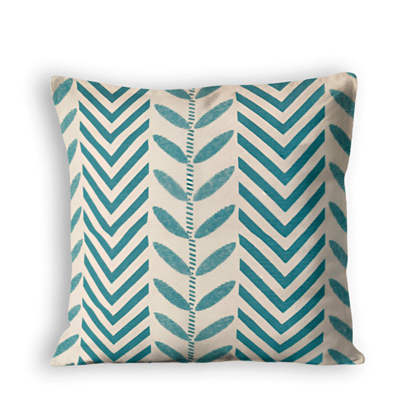 TEAL LEAF LINE CUSHION COVER