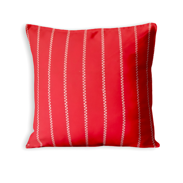 RED WITH WHITE LINE CUSHION COVER