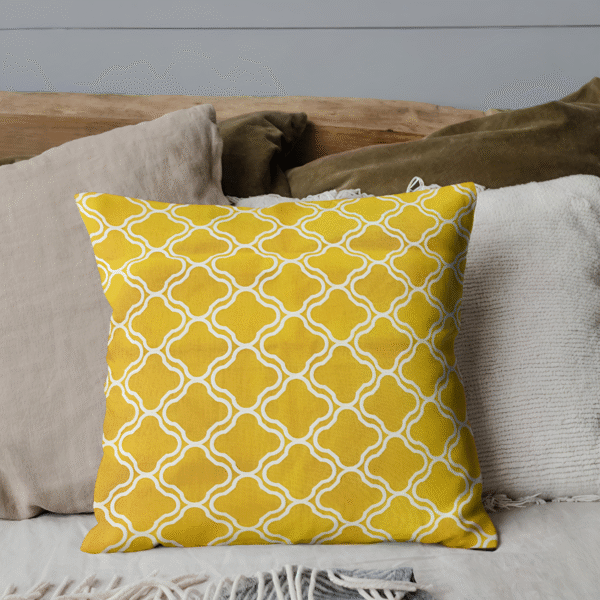 YELLOW TRELLIS CUSHION COVER - Image 3