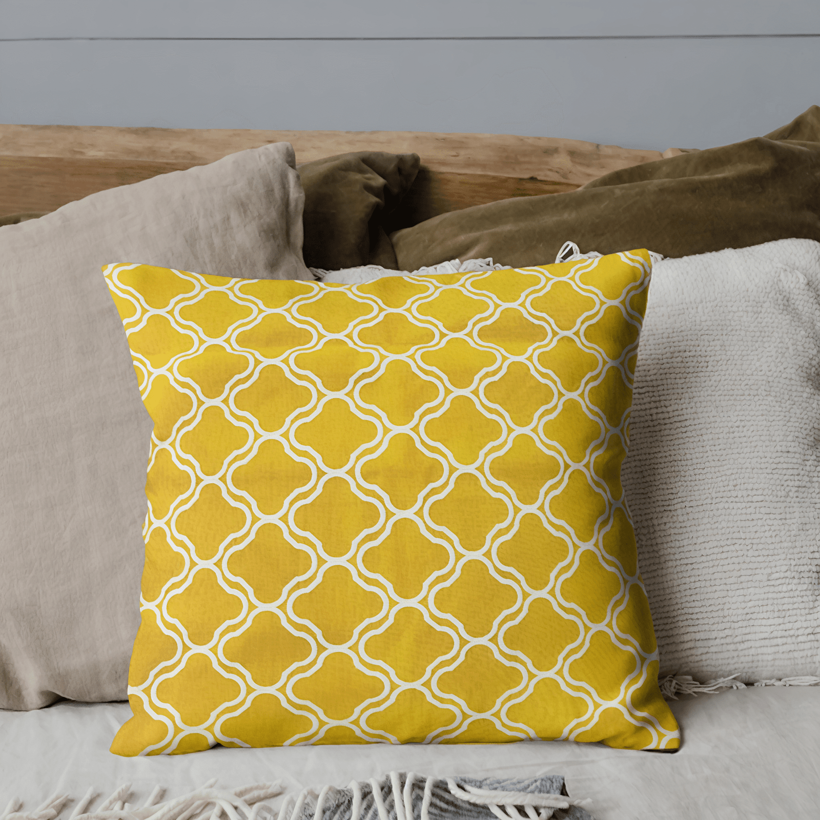 YELLOW TRELLIS CUSHION COVER - Image 3