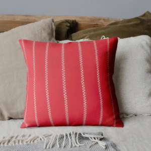 RED WITH WHITE LINE CUSHION COVER - Image 3