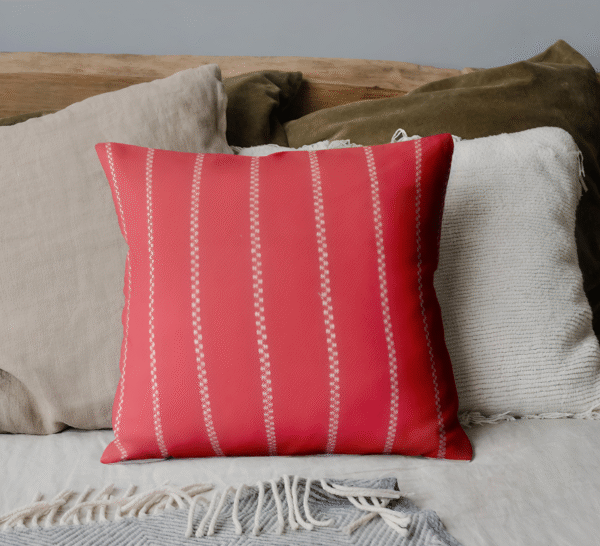 RED WITH WHITE LINE CUSHION COVER - Image 3