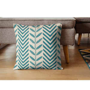 TEAL LEAF LINE CUSHION COVER - Image 3