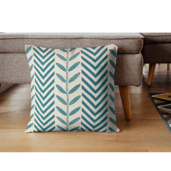 TEAL LEAF LINE CUSHION COVER - Image 3