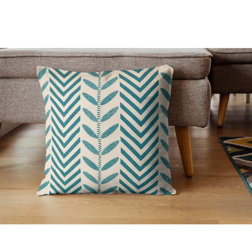 TEAL LEAF LINE CUSHION COVER - Image 3